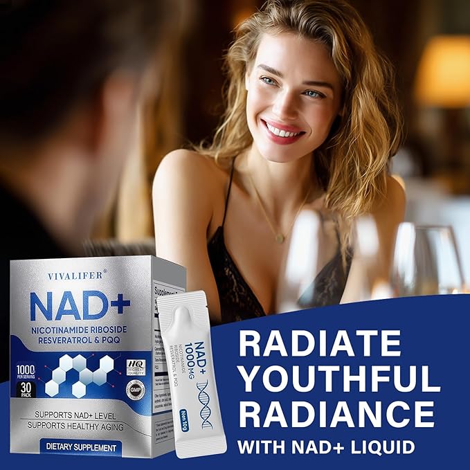 NMNH+ Liquid Supplement 30 Packets Premium Nicotinamide Riboside &amp Resveratrol with PQQ Promotes Anti-Aging Metabolism Support Focus &amp Energy Boost