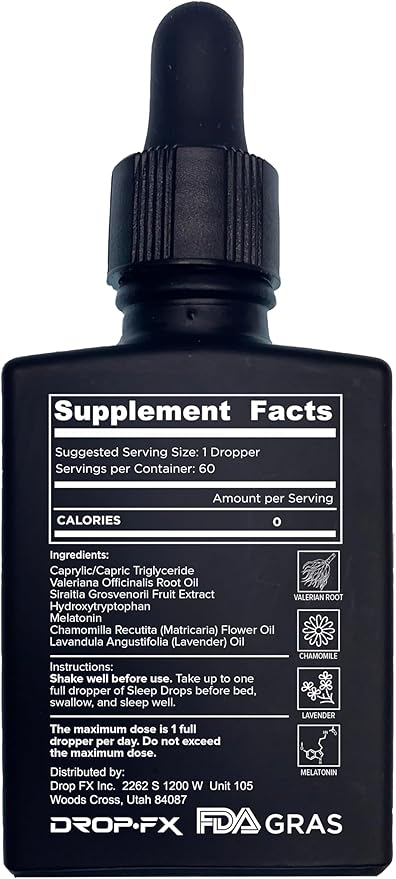 DROP FX Drops Natural Sleep Aid with Melatonin Valerian &amp Lavender - Fast-Absorbing Liquid Formula for Deep Rest - Sleep Support Supplement