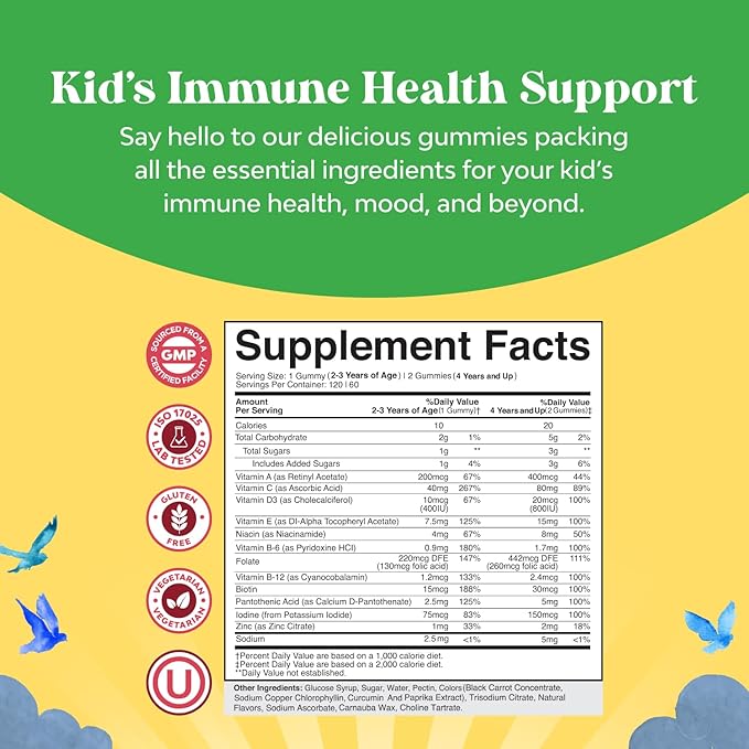 Bundle of Plant Based Kids Multivitamin Gummies with Vitamins A C D3 E B &amp Zinc for Immunity and Sambucus Elderberry for Kids Health - Black Elderberry Gummies with Zinc &amp Vitamin C for Immune
