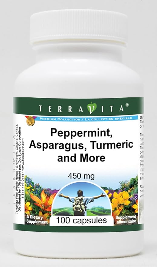 Peppermint Asparagus Turmeric and More - 450 mg (100 Capsules ZIN: 518616)