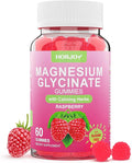 Magnesium Glycinate Gummies 600mg Sugar Free Magnesium Gummies for Adults with Ashwagandha Lemon Balm &amp GABA for Sleep Mood Support and Relaxation Vegan 60 Raspberry