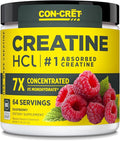 CON-CRET Creatine HCl Powder | Muscle Cognitive Cellular Energy Support | No Bloating or Cramps | USA Made &amp NSF Certified | Raspberry (64 Serving)
