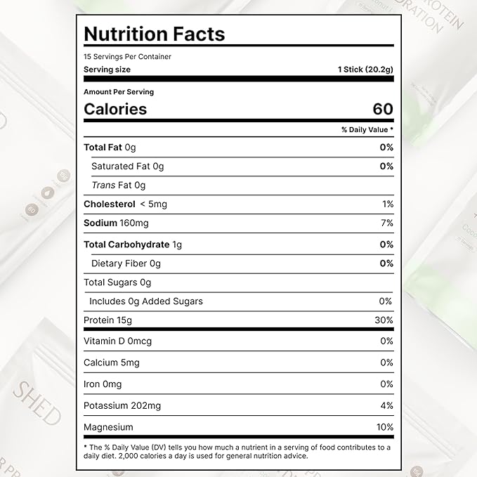Clear Protein Powder with Electrolytes by Shed 15g Whey Protein Isolate Low Calorie and Lactose Free Light and Clean Hydration Drink Bloat-Free Post Workout Supplement Coconut Lime (15 Servings)