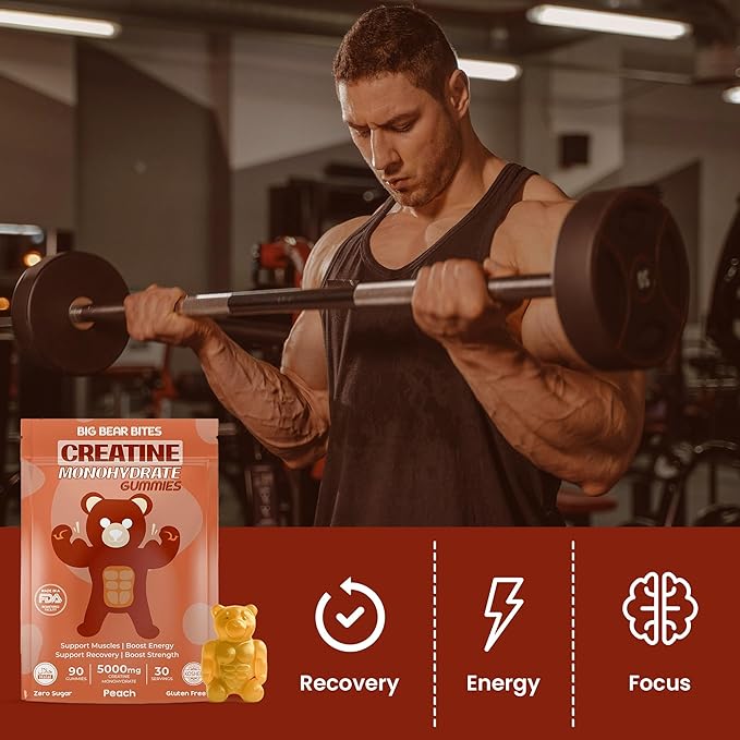 Creatine Monohydrate Gummies Bundle – Strawberry &amp Peach | 5000mg Per Serving | Sugar-Free Gluten-Free &amp Halal | 180 Gummies Total (2 x 90 Count) | for Men &amp Women