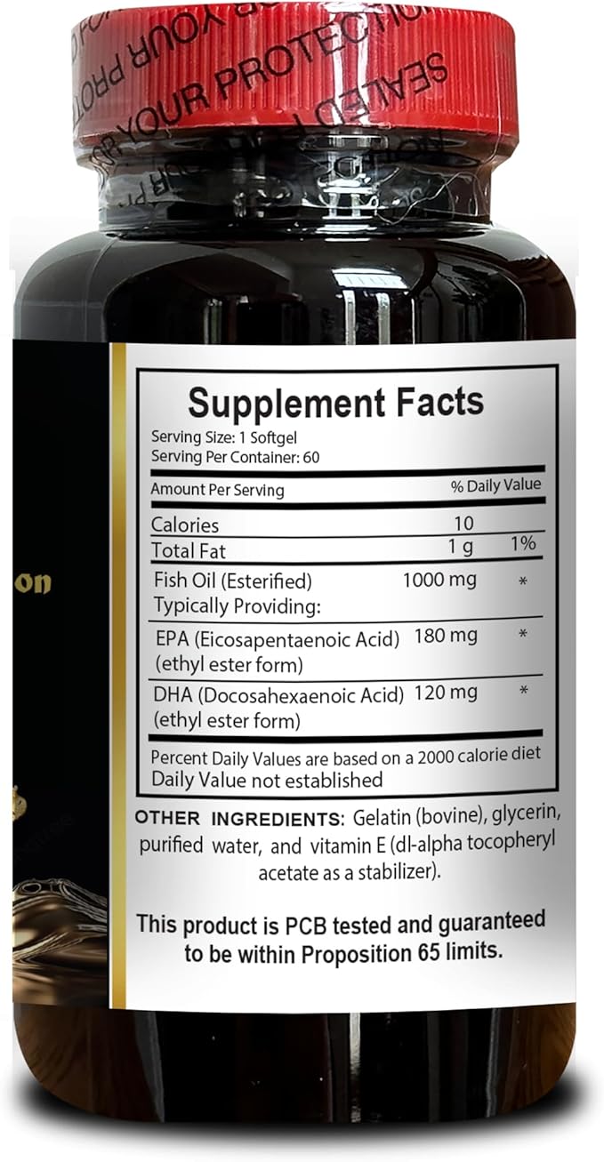 Fish Oil Omega 3 Supplements - Wild Alaskan Salmon Fish Oil 1000 mg Omega-3 epa and dha Burpless Supplement - 2 Bottles 120 Capsules
