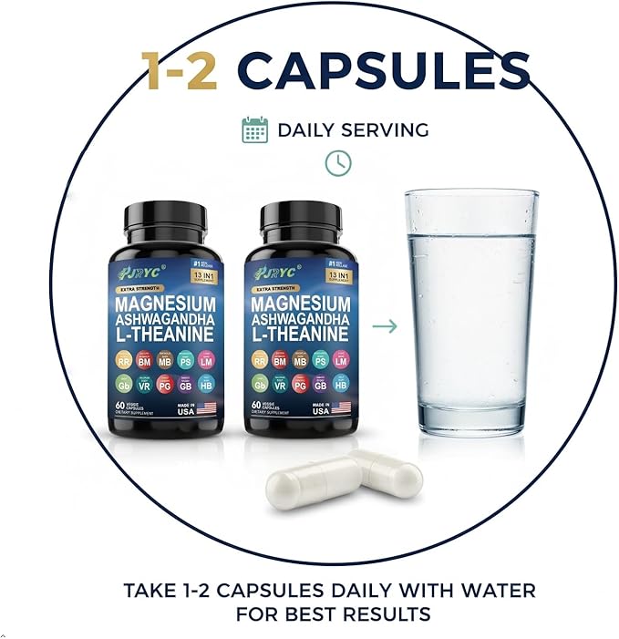 Cortisol Support Supplement for Women and Men - with Magnesium Ashwagandha &amp L-Theanine - Supports Stress Relief Relaxation &amp Sleep - 120 Capsules (2-Pack)