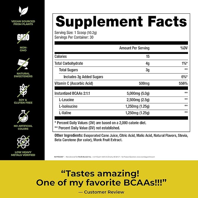 Nutrology Zen Natural Magnesium Supplement (30 Servings) &amp Nutrology BCAA Natural Plant Based BCAA Powder Lemonade Flavor (30 Servings)