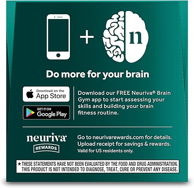NEURIVA Ultra Decaffeinated Clinically Tested Nootropic Brain Supplement for Mental Alertness Memory Focus &amp Concentration Cognivive Neurofactor Phosphatidylserine Vitamins B6 B12 60 Capsul