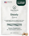 Adapt Naturals Steady Spirit Stress Anxiety &amp Mood Support Supplement for Women and Men with Ashwagandha L-Theanine Holy Basil Saffron and Lemon Balm - Stress Relief Supplement - 30 Day Suppl