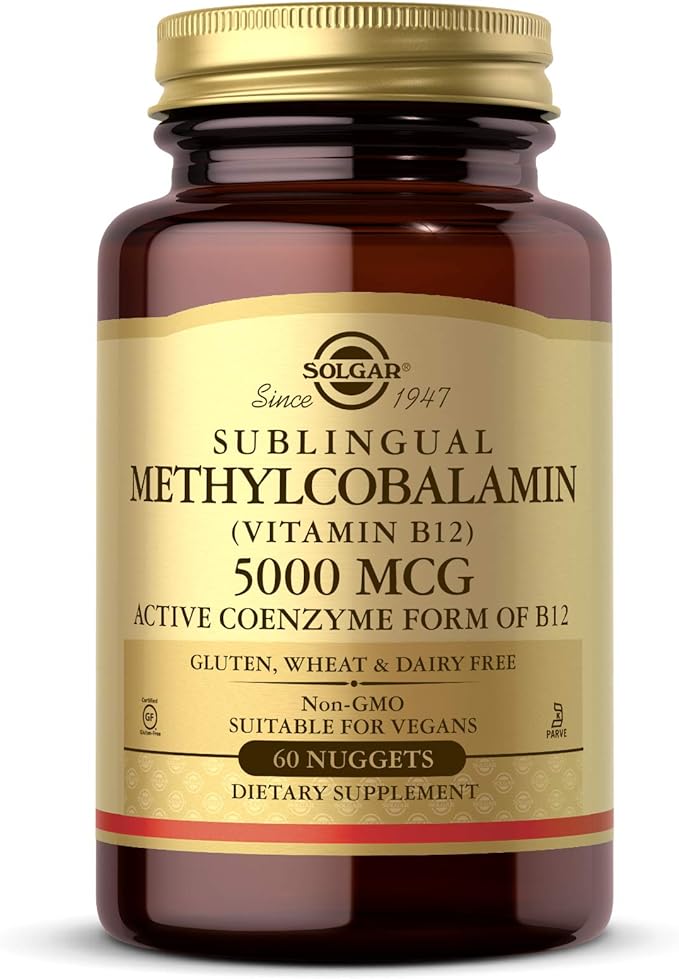 Solgar Gentle Iron - Ideal for Sensitive StomachsRed Blood Cell Supplement &amp Methylcobalamin (Vitamin B12) 5000 mcg 60 Nuggets