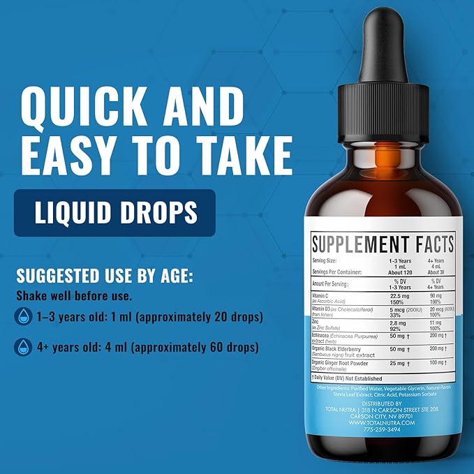 Extra Strength B Vitamin Drops and 6-in-1 Liquid Multivitamin Supplement | Instant Energy Focus &amp Metabolism Support | Immune Defense Support for Kids and Adults
