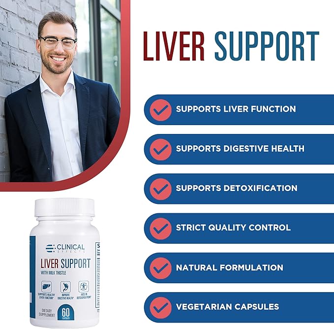 Clinical Effects: Liver Support - Natural Milk Thistle and Zinc Supplement - 3 Pack - Helps Detox and Cleanse The Liver - Supports Liver Function and Digestive Health - Made in The USA