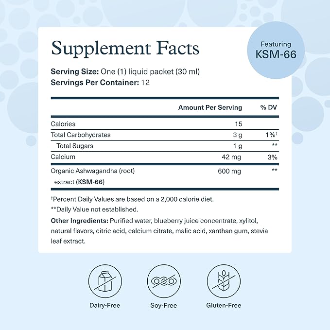 Youtheory Ashwagandha Liquid - Uses KSM-66 - Ashwagandha Supplement to Support Stress Relief* - Vegan - Dairy Soy &amp Gluten Free - 12 Single-Serving Packets (Pack of 2)