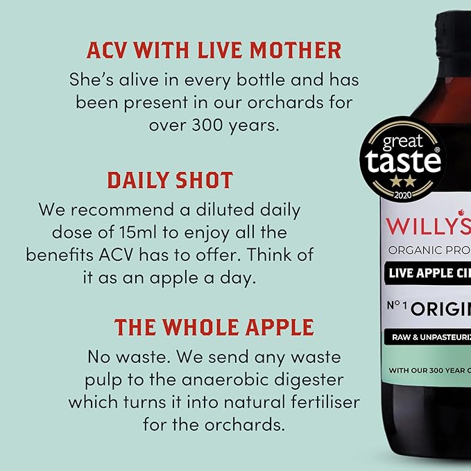 Willys Apple Cider Vinegar With The Mother Glass Bottle 1 Litre