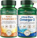 Purity Products KIT - Advanced D + Omega-3 Ultra-Pure Fish Oil from Advanced D is Packed with Vitamin D Vitamin K2 Zinc Magnesium Citrate Boron and Taurine