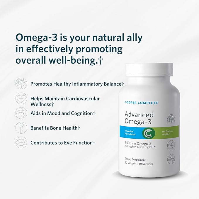 Cooper Complete - Advanced Omega 3 - Fish Oil Supplement Concentrated EPA + DHA Omega-3 Fatty Acids 1400 mg - 30 Day Supply