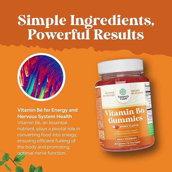 Bundle of Potent Vitamin B6 Gummies for Adults - Vitamin B Complex Supplements for Nervous System and Extra Strength Calm Magnesium Gummies for Adults - Relaxing Magnesium Citrate with Elemental Mag