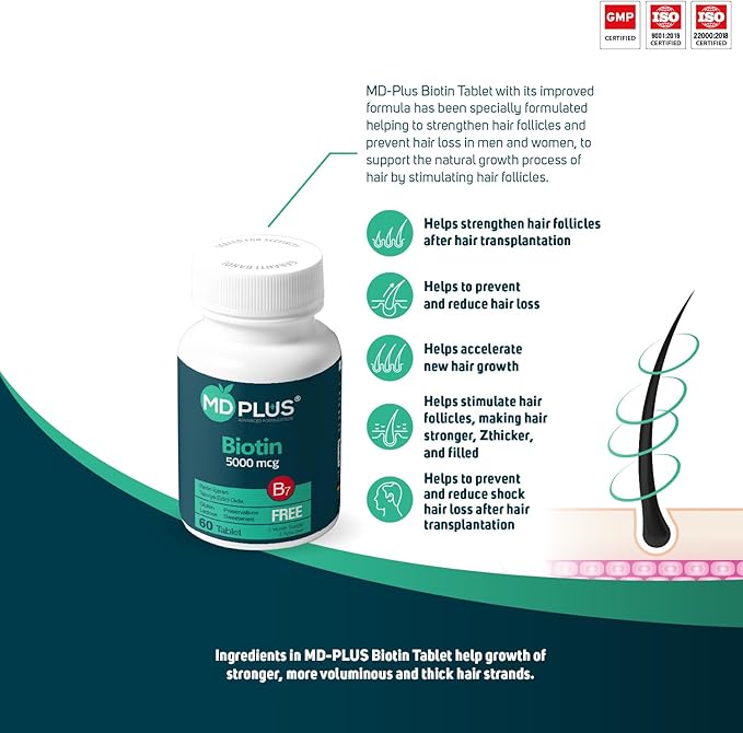 Md Plus Advanced Hair Biotin 5000 Mcg 60 Tablet