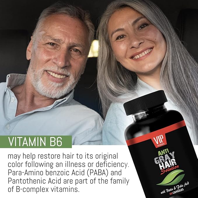 VIP VITAMINS Folic Acid - Gray Hair Solution - Hair Color Restorer (1 Bottle 60 Capsules)