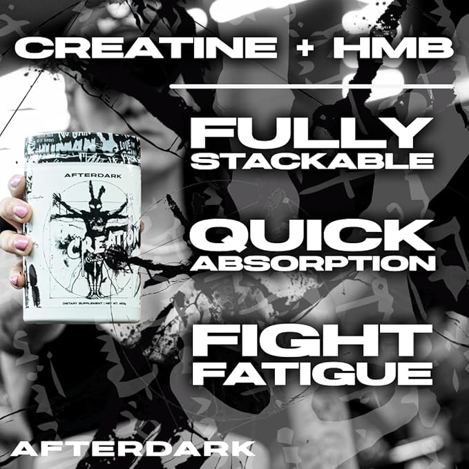 AfterDark Supplements Creation Creatine Monohydrate Powder 10000mg Creatine Matrix Blend Promotes Power Endurance &amp Muscle Growth GMP Certified USA Made 21 Servings Snow Cone