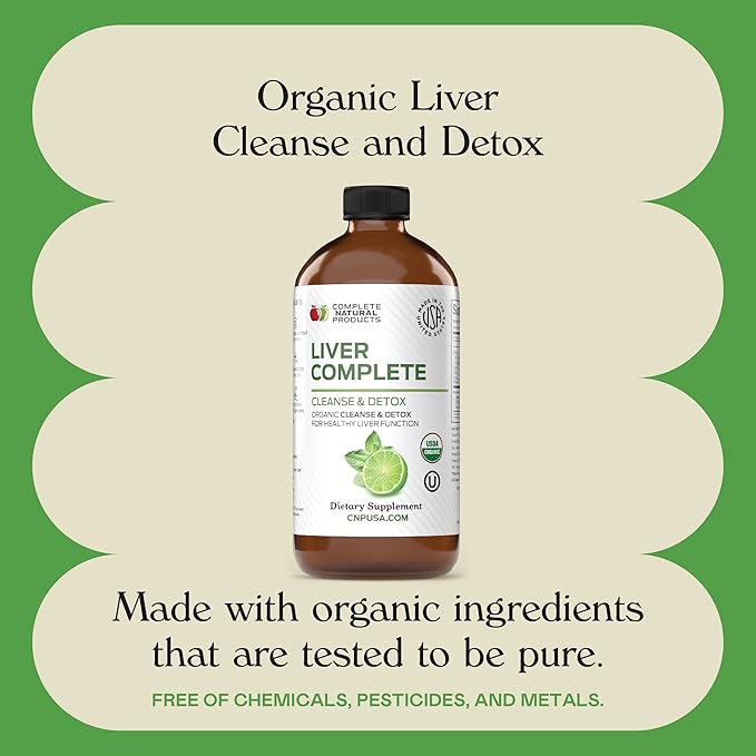 Complete Natural Products Liver Complete 12oz - Organic Liquid Liver Cleanse &amp Detox Supplement for High Enzymes Fatty Liver Liver Support