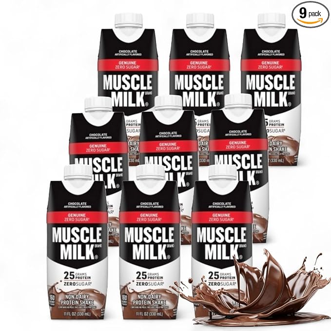 Muscle- Milk High Protein Chocolate Shake 25g Protein 11 fl oz Bottles (9 Pack) – Custom bundled by MOOCHI