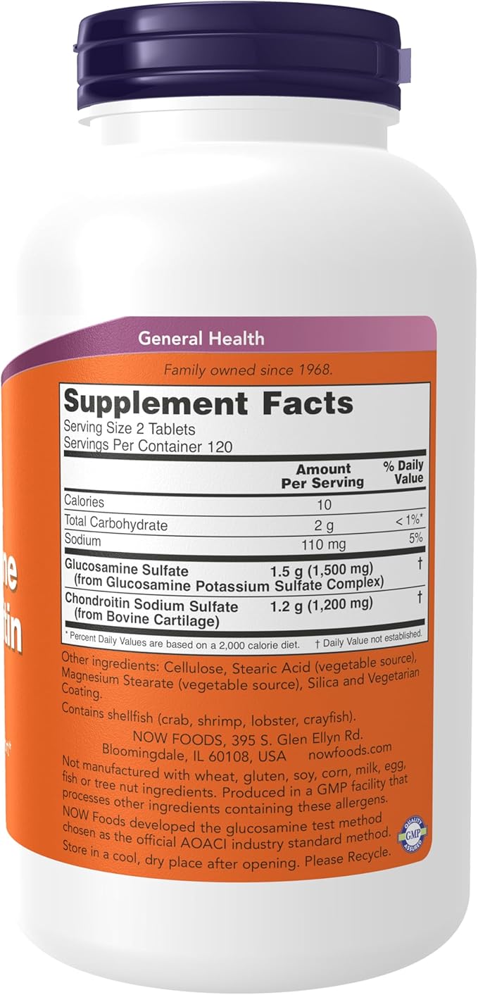 NOW Foods Supplements Glucosamine &amp Chondroitin Extra Strength Sulfate Forms 240 Tablets