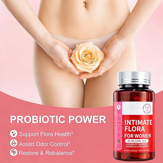 Vaginal Probiotic Supplement - Supports Healthy Vaginal pH Fresh Odor &amp Balanced Flora for Women Urinary Tract Health with Prebiotics &amp Lactobacillus Probiotic Blend - 20 Billion CFU