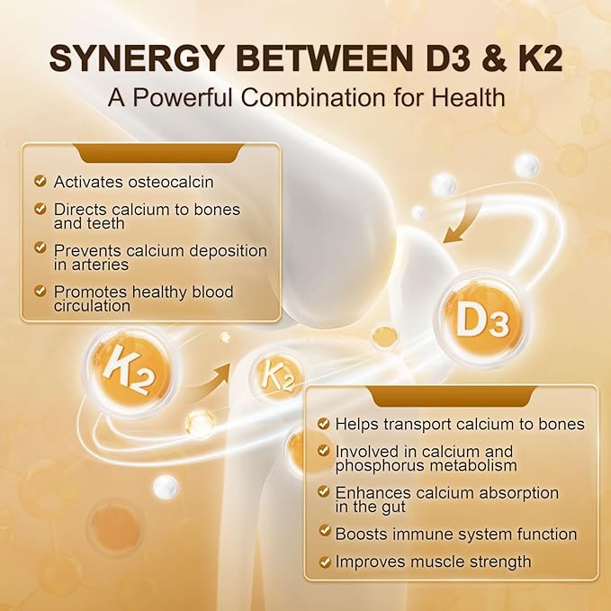 NATURE TARGET Bone &amp Heart Synergy Bundle — Vitamin D3 K2 + Triple Omega 3-6-9 Fish Oil with Calcium &amp Magnesium &amp Vitamin E Complete Daily Support for Bones Heart Brain &amp Immune He