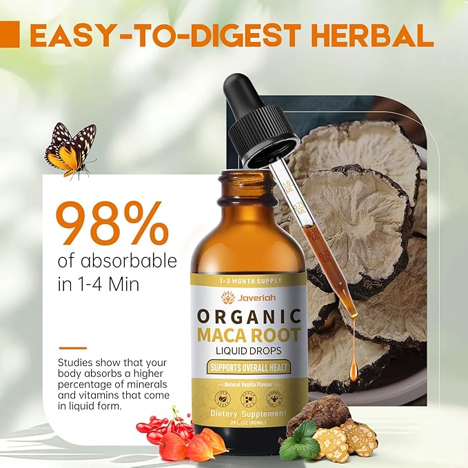 Organic Maca Root Liquid Drops with AshwagandhaGoji BerryGingerMagnesium and L-Arginine for Women and MenAshwagandha Maca Root Supplements Tincture 2 Fl Oz