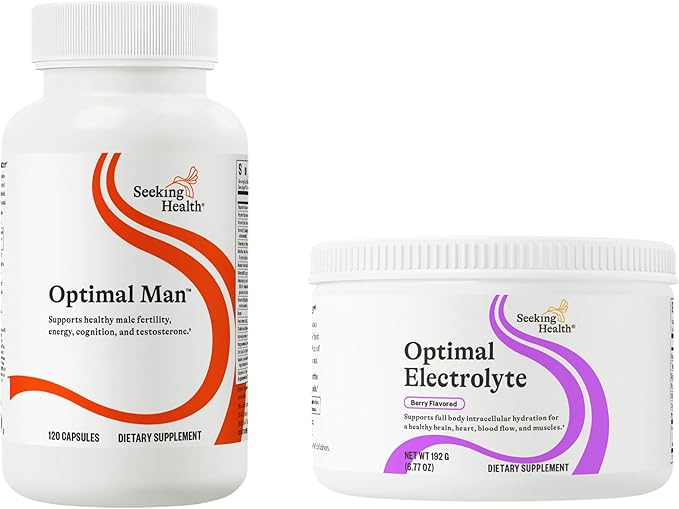 Optimal Man Multivitamin &amp Optimal Electrolyte: Men’s Fertility &amp Daily Nutrition + Electrolyte Powder for Energy &amp Digestion Berry (30/30 Servings)