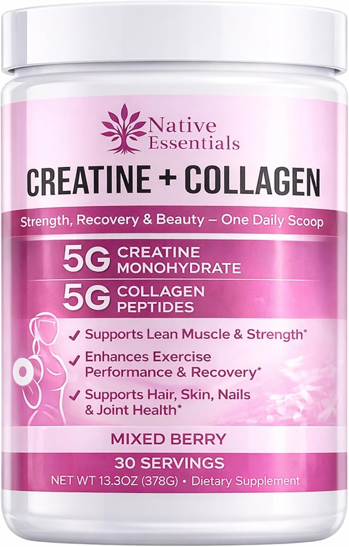 Creatine for Women + Collagen Peptides 5g Each - Muscle Beauty Performance