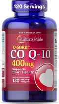 Puritan's Pride Coenzyme CoQ10 400mg Dietary Supplement for Heart Health Blood Pressure Oral Gum Health and Healthy Aging Support 120 Day Supply Rapid Release Softgels