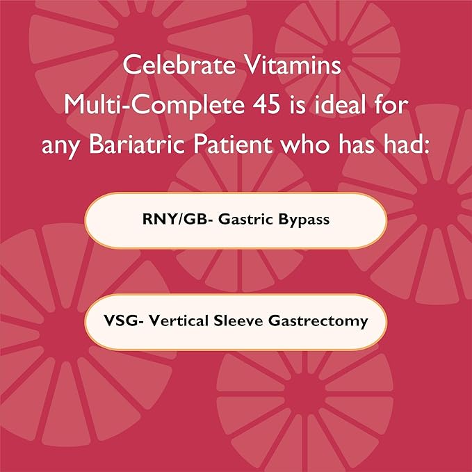 Celebrate Vitamins Multi-Complete 45mg Iron – Daily Bariatric Multivitamin for Sleeve Gastrectomy and Gastric Bypass Surgery Patients – Essential Vitamins &amp Minerals (180 Capsules)
