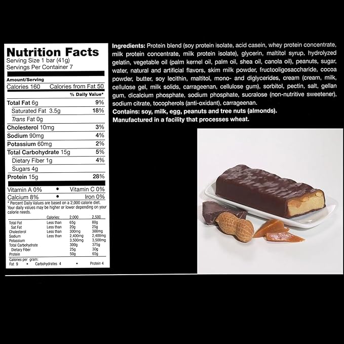 ProtiWise Protein Bar – 15g Protein Low Carb Low Sugar High Fiber Low Calorie Meal Replacement Nutrition Bar Healthy Snack for Weight Management Diet (Caramel Nut)-Pack of 2 (7/Box)