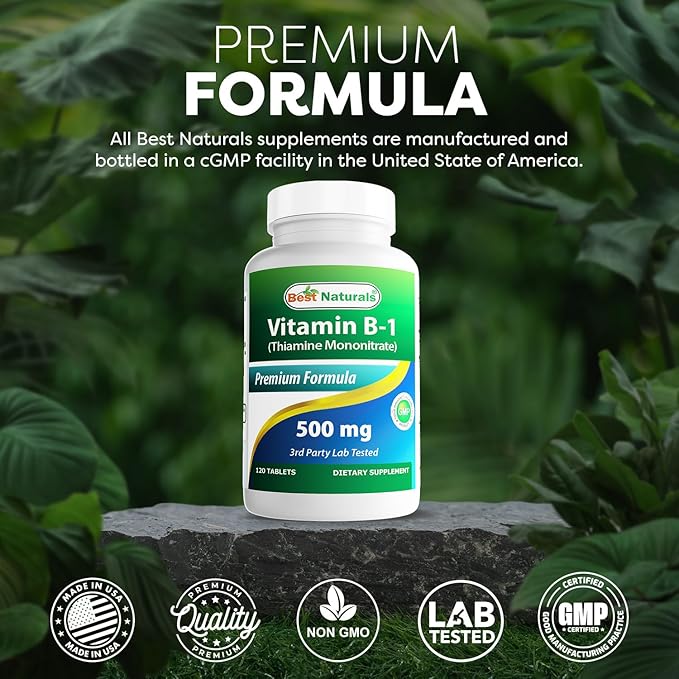 Best Naturals Vitamin B1 as Thiamine Mononitrate 500 mg Tablets (120 Count (Pack of 2))
