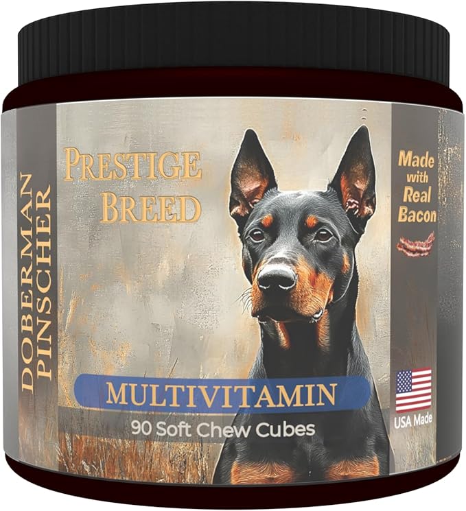 Multivitamins Balanced Nutrition for Your Doberman Pinscher 90 Count Made in The USA with Real Bacon