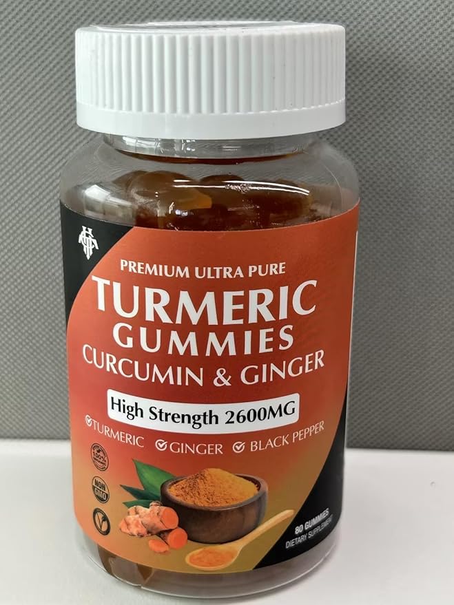 Turmeric Curcumin Gummies with Ginger &amp Black Pepper Vegan Pectin Formula for Immune Boost Healthy Skin &amp Joint Support Chewable Supplement for Adults &amp Teens (2-Pack)