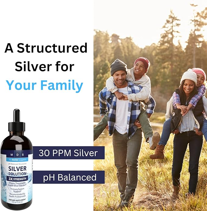 Alkaline Structured Silver Liquid 30ppm - Advanced Immune Support Liquid Drops - Extra Strength Colloidal Silver Mineral Supplements - Made in USA (4 oz)