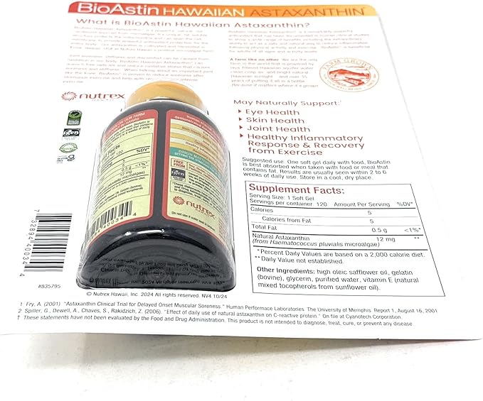 BioAstin Hawaiian Astaxanthin 12 mg 120 Soft Gels