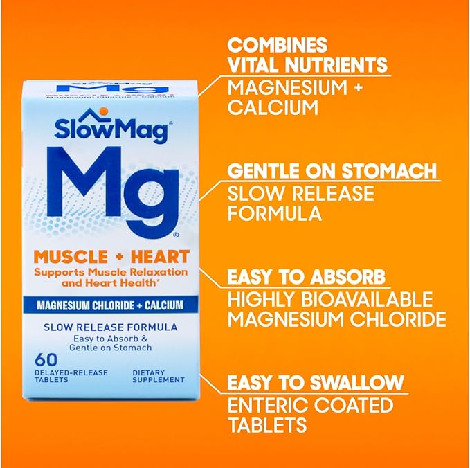 Slow Mag Magnesium Chloride and Calcium 60 Tablets each (Value Pack of 3)