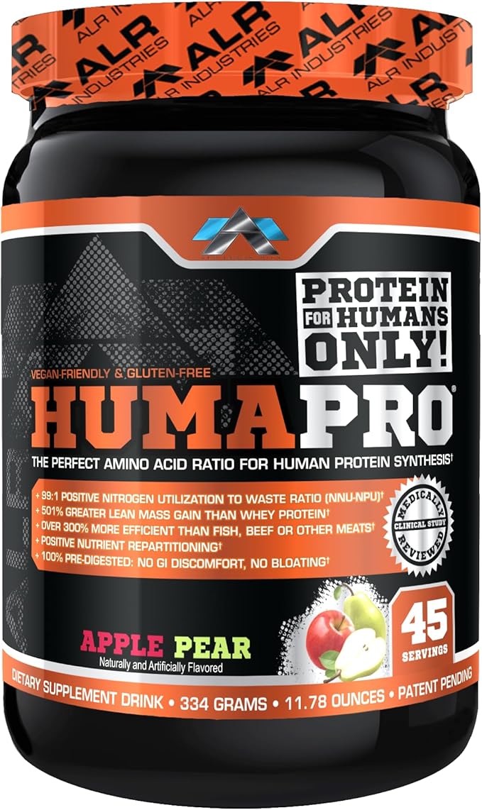 Humapro | Amino Acids Protein Matrix for Humans | 99% Utilization for Lean Muscle | Vegan Gluten Free | 334g / 45 Servings (Apple Pear)