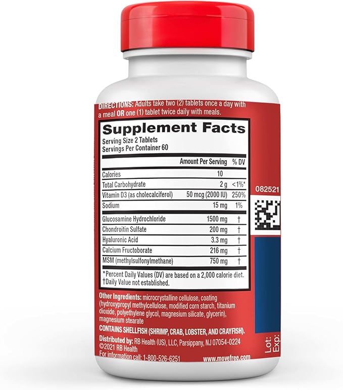 Move Free Advanced Glucosamine Chondroitin MSM + Vitamin D3 Joint Support Supplement Supports Mobility Comfort Strength Flexibility &amp Bone + Immune Health - Tablet 3x120ct Bottles (120 servings)