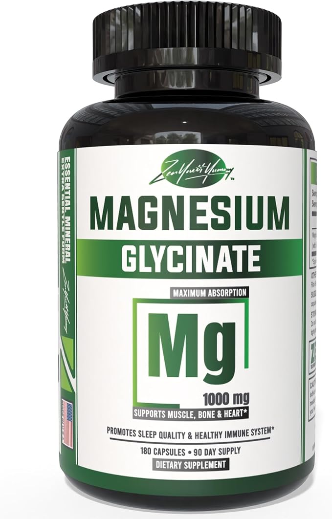 ZYY Magnesium Glycinate 1000mg &amp NMN 18000mg per Bottle 300mg per Serving | Chelated &amp High Absorption Mineral | Real Nicotinamide Mononucleotide Anti Aging