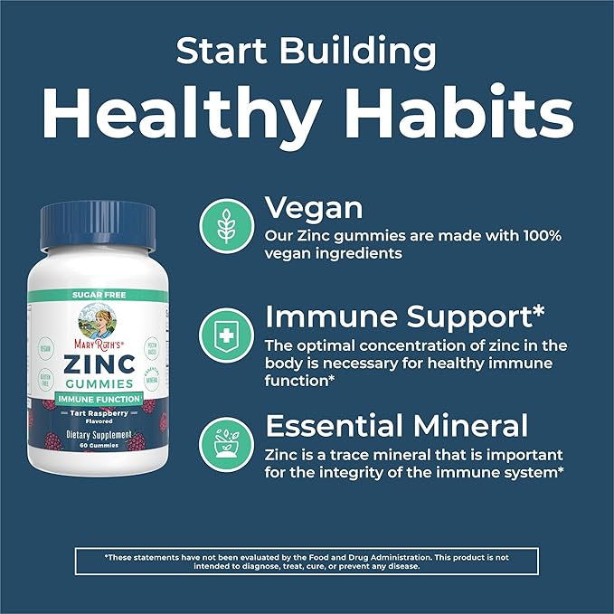 MaryRuth Organics Zinc Gummies (Tart Raspberry) &amp Vitamin D3+B12 Gummies (Strawberry) | Clean Label Project Verified® | Vitamins for Immunity &amp Joint and Bone Health | Vegan Non-GMO No Gelat