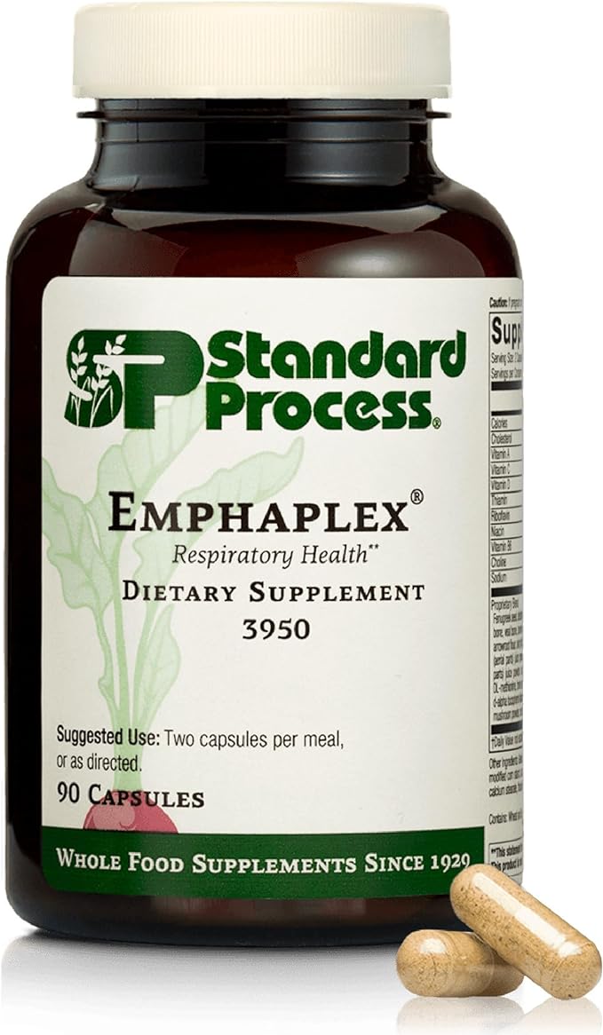 Standard Process Emphaplex - Respiratory System Supplement for Antioxidant Support - for Cellular Energy Support &amp Nervous System Health - 90 Capsules (45 Servings)