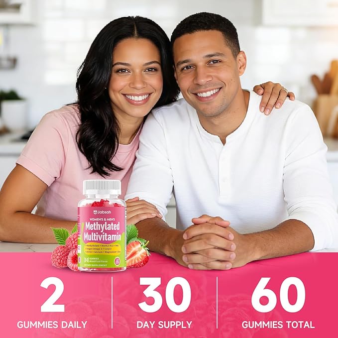 Methylated Vitamin B Complex Gummies for Women &amp Men Multivitanins Gummy with Vitamin A C E Methylfolate &amp B12 TMG Calcium D3 K2 Magnesium &amp More for Overall Health-Vegan Sugar Fr