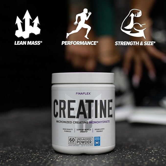 FINAFLEX PURE CREATINE Unflavored - 10.6 oz - Promotes Muscular Strength Size &amp Performance - 100% Pure Micronized Creatine Monohydrate - NSF Certified - 60 Servings
