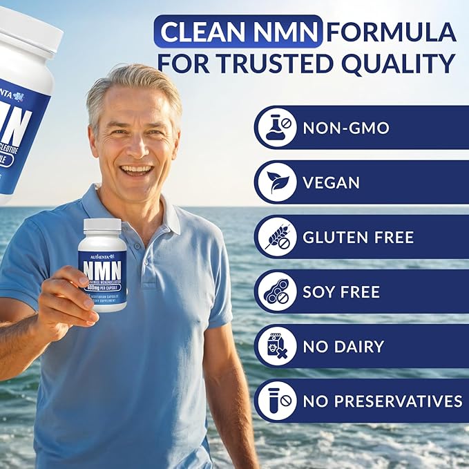 NMN Supplement 600 mg/Capsule Once Daily | 99% Pure Beta Nicotinamide Mononucleotide | Potent NAD⁺ Precursor | Supports Cellular Energy &amp Metabolism | Vegan Non-GMO Third-Party Tested &amp Glut