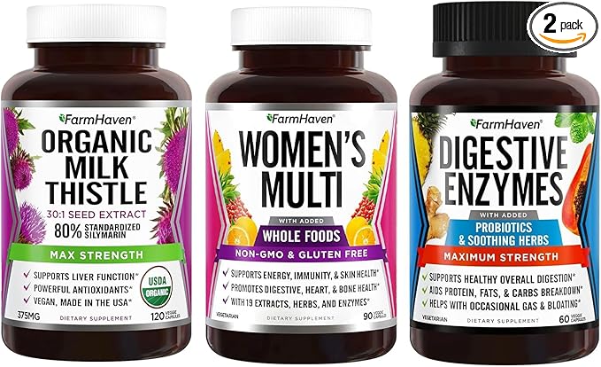 FarmHaven Bundle - Multivitamin for Women and Milk Thistle and Digestive Enzymes